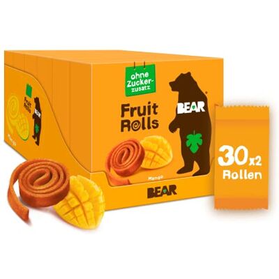 BEAR Fruchtrollen Mango 100% Natürliche Inhaltsstoffe 30 x 20g (600g) Gesunder Snack für Kinder & Erwachsene Ohne Zusatz von Zucker BEAR Fruchtrollen Mango 100% Natürliche Inhaltsstoffe 30 x 20g (600g) Gesunder Snack für Kinder & Erwachsene Ohne Zusatz von Zucker