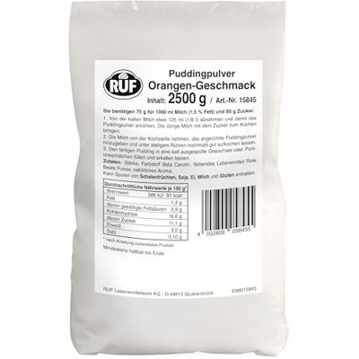 RUF Pudding Orange, Puddingpulver für Orangenpudding, nur mit Milch und Zucker aufkochen, Großgebinde, glutenfrei, ohne Allergene, 1x2500g RUF Pudding Orange, Puddingpulver für Orangenpudding, nur mit Milch und Zucker aufkochen, Großgebinde, glutenfrei, ohne Allergene, 1x2500g