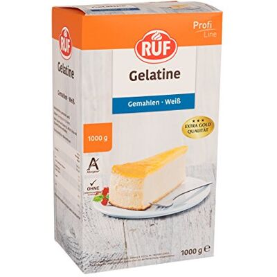 RUF Gelatine Pulver 1kg, Speise-Gelatine 220 Bloom für 50 Liter Flüssigkeit Schweinegelatine Pulver zum Binden von Dessert, Tortencreme, Gelee und Sülze, Profi Line Großgebinde für Gastronomie RUF Gelatine Pulver 1kg, Speise-Gelatine 220 Bloom für 50 Liter Flüssigkeit Schweinegelatine Pulver zum Binden von Dessert, Tortencreme, Gelee und Sülze, Profi Line Großgebinde für Gastronomie