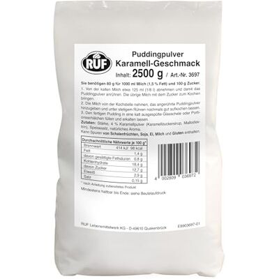 RUF Pudding Karamell, Puddingpulver für Karamellpudding, nur mit Milch und Zucker aufkochen, Großpackung, glutenfrei, ohne Allergene, 1x2500g RUF Pudding Karamell, Puddingpulver für Karamellpudding, nur mit Milch und Zucker aufkochen, Großpackung, glutenfrei, ohne Allergene, 1x2500g