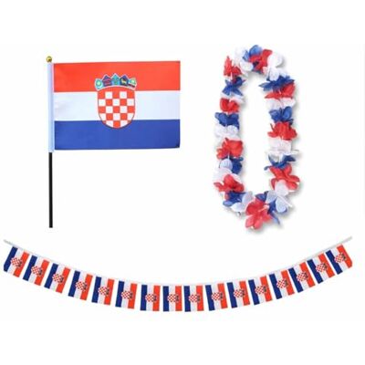 Sonia Originelli Kroatien Fan-Set 9 mit Tischfahne, Girlande und Hawaiikette Fanartikel in der kroatischen Nationalflagge für WM, EM und Events Sonia Originelli Kroatien Fan-Set 9 mit Tischfahne, Girlande und Hawaiikette Fanartikel in der kroatischen Nationalflagge für WM, EM und Events