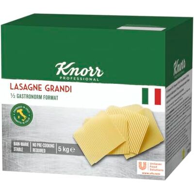 Knorr Lasagne Grandi 1/2 Gastronorm Format gewellte Nudelteigplatten Großpackung, 5000 g Knorr Lasagne Grandi 1/2 Gastronorm Format gewellte Nudelteigplatten Großpackung, 5000 g