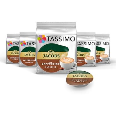 Tassimo Kapseln Jacobs Cappuccino Classico, Mittlere Röstung, 5 x 8 Pads, 40 Kaffeekapseln Tassimo Kapseln Jacobs Cappuccino Classico, Mittlere Röstung, 5 x 8 Pads, 40 Kaffeekapseln