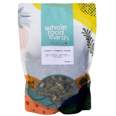 Wholefood Earth Whole Food Earth – Bio-Kürbiskerne 500 g roh, gentechnikfrei, reich an Ballaststoffen, reich an Proteinen Wholefood Earth Whole Food Earth – Bio-Kürbiskerne 500 g roh, gentechnikfrei, reich an Ballaststoffen, reich an Proteinen