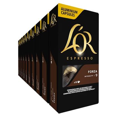 L'Or Espresso Koffiecups Forza (100 Espresso Koffie Capsules, Geschikt voor Nespresso* Koffiemachines, Intensiteit 09/12, 100% Arabica Koffie, UTZ Gecertificeerd), 10 x 10 cups L'Or Espresso Koffiecups Forza (100 Espresso Koffie Capsules, Geschikt voor Nespresso* Koffiemachines, Intensiteit 09/12, 100% Arabica Koffie, UTZ Gecertificeerd), 10 x 10 cups