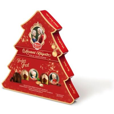 Reber Weihnachtsbaum Pralinenmischung, 12 Confiserie-Spezialitäten mit Mozart-Kugeln, 240 g Reber Weihnachtsbaum Pralinenmischung, 12 Confiserie-Spezialitäten mit Mozart-Kugeln, 240 g