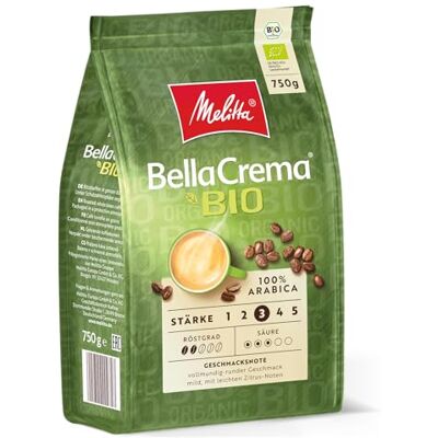 Melitta BellaCrema Bio, Kaffeebohnen, Stärke 3/5, 750g 100% Arabica-Bohnen, leichte Röstung, vollmundig-mild, mit leichten Zitrus-Noten Melitta BellaCrema Bio, Kaffeebohnen, Stärke 3/5, 750g 100% Arabica-Bohnen, leichte Röstung, vollmundig-mild, mit leichten Zitrus-Noten