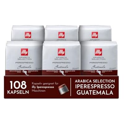 illy , Kapseln Iperespresso Arabica Selection Guatemala, 108 Kapseln 100% Arabica mit Noten von Jasmin, Orangenblüten und Kamille, Zarter Geschmack, 6 Packungen à 18 Kapseln illy , Kapseln Iperespresso Arabica Selection Guatemala, 108 Kapseln 100% Arabica mit Noten von Jasmin, Orangenblüten und Kamille, Zarter Geschmack, 6 Packungen à 18 Kapseln