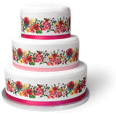 Top That Essbares Deko-Band, Motiv: Wildblumen, 3 Stück, Kuchendeko, Sommerfest, Pastellfarben Top That Essbares Deko-Band, Motiv: Wildblumen, 3 Stück, Kuchendeko, Sommerfest, Pastellfarben