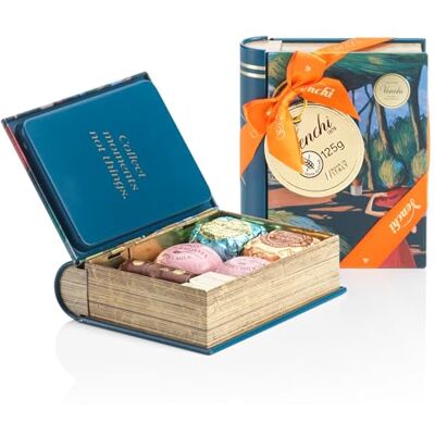 Venchi – Mini-Buch in Metalldose Rom mit Assortierten Pralinen: Chocoviar, BacioDiDama, Cremino 1878, Schokobarren, 125 g, Glutenfrei, Ohne Farbstoffe, Ohne Konservierungsstoffe, Geschenkidee Venchi – Mini-Buch in Metalldose Rom mit Assortierten Pralinen: Chocoviar, BacioDiDama, Cremino 1878, Schokobarren, 125 g, Glutenfrei, Ohne Farbstoffe, Ohne Konservierungsstoffe, Geschenkidee