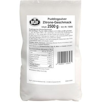 RUF Pudding Zitrone, Puddingpulver für Zitronenpudding, nur mit Milch und Zucker aufkochen, Großgebinde, glutenfrei, ohne Allergene, 1x2500g RUF Pudding Zitrone, Puddingpulver für Zitronenpudding, nur mit Milch und Zucker aufkochen, Großgebinde, glutenfrei, ohne Allergene, 1x2500g