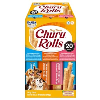 INABA Churu Rolls mit echtem Fleisch Variety Box, Hundeleckerli ohne Getreide, ohne Zucker, Keine Nebenerzeugnisse, hochwertige Zutaten, Weiche und Saftige Hundesnacks mit Huhn 240 g (1er Pack) INABA Churu Rolls mit echtem Fleisch Variety Box, Hundeleckerli ohne Getreide, ohne Zucker, Keine Nebenerzeugnisse, hochwertige Zutaten, Weiche und Saftige Hundesnacks mit Huhn 240 g (1er Pack)