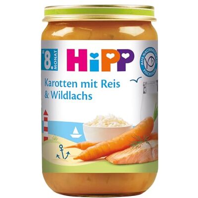 HiPP Karotten mit Reis und Wildlachs, 6er Pack (6 x 220 g) HiPP Karotten mit Reis und Wildlachs, 6er Pack (6 x 220 g)