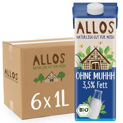 Allos Bio Ohne Muhhh 3,5% Milchalternative Drink auf Pflanzenbasis vegan schäumbar perfekt für Kaffee laktosefrei Quelle von Calcium und Vitaminen Reich an Protein 1 Liter (6 Stück) Allos Bio Ohne Muhhh 3,5% Milchalternative Drink auf Pflanzenbasis vegan schäumbar perfekt für Kaffee laktosefrei Quelle von Calcium und Vitaminen Reich an Protein 1 Liter (6 Stück)