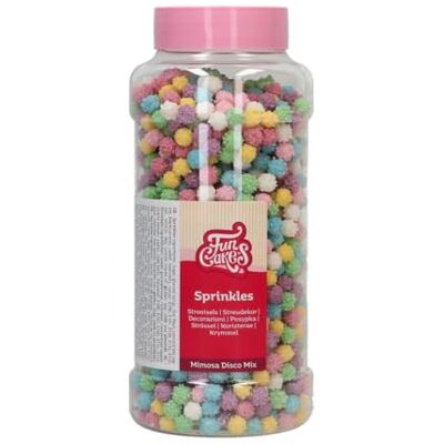 FunCakes Mimosa Disco Mix: Zuckerstreusel zum Dekorieren von Kuchen, Cupcakes & Torten, Zuckerdekor für Geburtstag oder Kinderkuchen 500 g FunCakes Mimosa Disco Mix: Zuckerstreusel zum Dekorieren von Kuchen, Cupcakes & Torten, Zuckerdekor für Geburtstag oder Kinderkuchen 500 g
