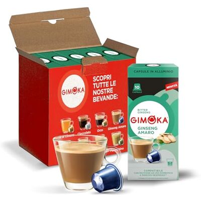 Gimoka Kaffeekapseln, Geschmack KAFFEE MIT BITTERER GINSENG 50 Kapsel aus Aluminium Kompatibel mit Nespresso* Haushalts-Espressomaschinen 50 Stück (5 x 10 Getränke) Hergestellt in Italien Gimoka Kaffeekapseln, Geschmack KAFFEE MIT BITTERER GINSENG 50 Kapsel aus Aluminium Kompatibel mit Nespresso* Haushalts-Espressomaschinen 50 Stück (5 x 10 Getränke) Hergestellt in Italien