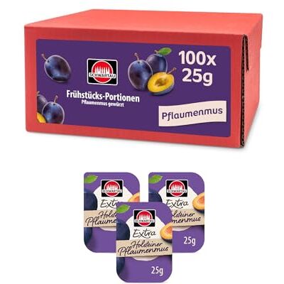 Schwartau Extra Pflaumenmus Marmelade in Portionsschalen 100 x 25 g Schwartau Extra Pflaumenmus Marmelade in Portionsschalen 100 x 25 g