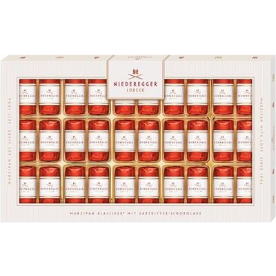 Niederegger Marzipan Klassiker® 1x 375g Pures Marzipan, umhüllt von knackiger Zartbitter-Schokolade Marzipangeschenk Geschenkpackung Niederegger Marzipan Klassiker® 1x 375g Pures Marzipan, umhüllt von knackiger Zartbitter-Schokolade Marzipangeschenk Geschenkpackung