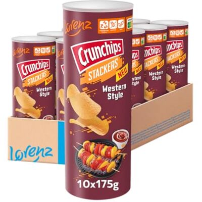 Lorenz Snack World LORENZ Crunchips Stackers Western Style 10 x 175 g vegan Lorenz Snack World LORENZ Crunchips Stackers Western Style 10 x 175 g vegan