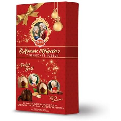 Reber Pralinenmischung, 10 Mozart- und Constanze-Kugeln in weihnachtlicher Geschenkverpackung, 200 g Reber Pralinenmischung, 10 Mozart- und Constanze-Kugeln in weihnachtlicher Geschenkverpackung, 200 g