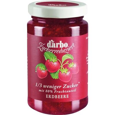 Darbo Zuckerreduzierter Erdbeer Fruchtaufstrich 6x250g – 1/3 weniger Zucker, mehr Frucht im Glas, ohne Süßungsmittel, ideal für Brot, Joghurt, Müsli & Desserts Darbo Zuckerreduzierter Erdbeer Fruchtaufstrich 6x250g – 1/3 weniger Zucker, mehr Frucht im Glas, ohne Süßungsmittel, ideal für Brot, Joghurt, Müsli & Desserts