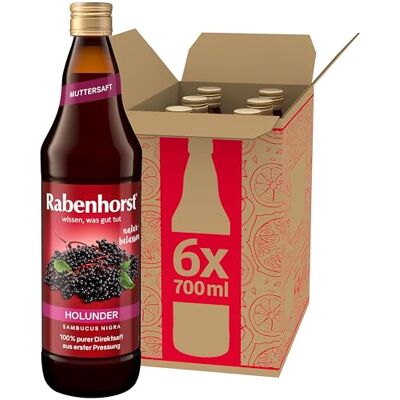 Rabenhorst Holunder Muttersaft 6er Pack (6 x 700 ml) 100 % purer Holunder-Direktsaft aus erster Pressung Rabenhorst Holunder Muttersaft 6er Pack (6 x 700 ml) 100 % purer Holunder-Direktsaft aus erster Pressung