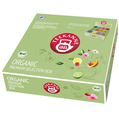 TEEKANNE Bio Gastro Premium Sortimentsbox 180 Teebeutel 12 beliebten Bio-Sorten aus Früchte-, Kräuter-, Grün-, Schwarz- und Rooibostee für abwechslungsreichen Teegenuss TEEKANNE Bio Gastro Premium Sortimentsbox 180 Teebeutel 12 beliebten Bio-Sorten aus Früchte-, Kräuter-, Grün-, Schwarz- und Rooibostee für abwechslungsreichen Teegenuss