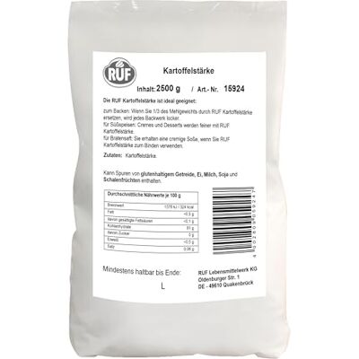 RUF Kartoffelstärke Großpackung, reines Kartoffelmehl zum Kochen & Backen, für Kartoffel-Klöße, Süßkartoffel-Pommes, Kartoffel-Brot, glutenfrei und vegan, 2,5kg Beutel RUF Kartoffelstärke Großpackung, reines Kartoffelmehl zum Kochen & Backen, für Kartoffel-Klöße, Süßkartoffel-Pommes, Kartoffel-Brot, glutenfrei und vegan, 2,5kg Beutel