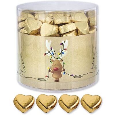 Günthart 150 Stück gold Schokoladen Herzen mit Nougatfüllung Rentier Nougatcreme Rudolf Schokoladenherzen gold Give away goldene Herzen aus Schokolade Weihnachten (1,2 kg) Günthart 150 Stück gold Schokoladen Herzen mit Nougatfüllung Rentier Nougatcreme Rudolf Schokoladenherzen gold Give away goldene Herzen aus Schokolade Weihnachten (1,2 kg)