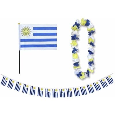 Sonia Originelli Uruguay Fan-Set 9 mit Tischfahne, Girlande und Hawaiikette Fanartikel in der uruguayischen Nationalflagge für WM, EM und Events Sonia Originelli Uruguay Fan-Set 9 mit Tischfahne, Girlande und Hawaiikette Fanartikel in der uruguayischen Nationalflagge für WM, EM und Events