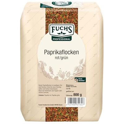 Fuchs Professional Paprikaflocken rot/grün 800 g im großen Beutel Bunte Mischung aus roten und grünen Paprikaflocken Zum Verfeinern und Toppen von Gerichten Fuchs Professional Paprikaflocken rot/grün 800 g im großen Beutel Bunte Mischung aus roten und grünen Paprikaflocken Zum Verfeinern und Toppen von Gerichten