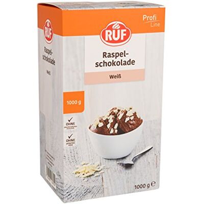 RUF Weiße Raspel-Schokolade, hauchdünn geraspelte weiße Schokolade, Schoko-Raspeln zartschmelzend für Gebäck & Eis, Großpackung 1x1000g RUF Weiße Raspel-Schokolade, hauchdünn geraspelte weiße Schokolade, Schoko-Raspeln zartschmelzend für Gebäck & Eis, Großpackung 1x1000g