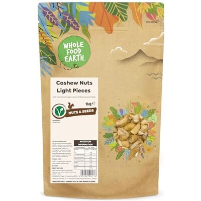 Wholefood Earth Cashewkerne Stücke 1kg – Naturbelassen, vegan, frei von Gentechnik, zuckerfrei, reich an Proteinen & Ballaststoffen, nachhaltige Verpackung Wholefood Earth Cashewkerne Stücke 1kg – Naturbelassen, vegan, frei von Gentechnik, zuckerfrei, reich an Proteinen & Ballaststoffen, nachhaltige Verpackung