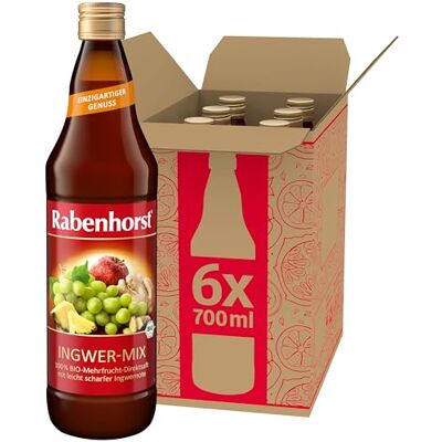 Rabenhorst Ingwer-Mix BIO 6er Pack (6 x 700 ml). Durch schonende Herstellung in der hauseigenen Kelterei, entsteht eine besondere Qualität die man schmeckt Durch schonende Herstellung in der hauseigenen Kelterei, entsteht eine besondere Qualität die man Rabenhorst Ingwer-Mix BIO 6er Pack (6 x 700 ml). Durch schonende Herstellung in der hauseigenen Kelterei, entsteht eine besondere Qualität die man schmeckt Durch schonende Herstellung in der hauseigenen Kelterei, entsteht eine besondere Qualität die man