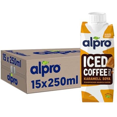 Alpro Iced Coffee Karamell Soja – Kaffee mit Sojadrink und Karamell – Von Natur aus laktose- und glutenfrei – Vegan und ideal für unterwegs – 15 x 250 ml Alpro Iced Coffee Karamell Soja – Kaffee mit Sojadrink und Karamell – Von Natur aus laktose- und glutenfrei – Vegan und ideal für unterwegs – 15 x 250 ml