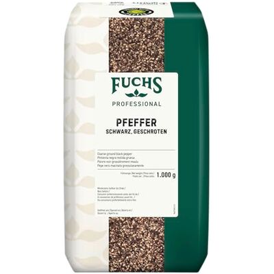 Fuchs Professional Pfeffer schwarz geschrotet 1 kg im Beutel Grob gemahlenes Gewürz für Großverbraucher Fuchs Professional Pfeffer schwarz geschrotet 1 kg im Beutel Grob gemahlenes Gewürz für Großverbraucher