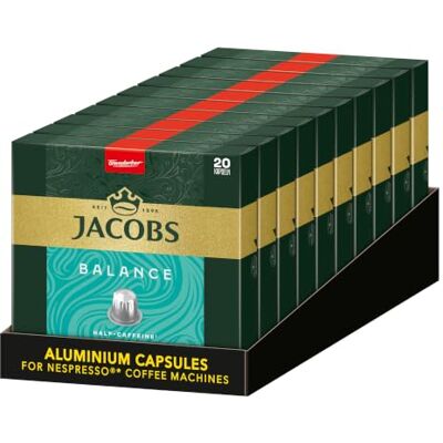 Jacobs Kaffeekapseln Balance, Intensität 5/12, 10 x 20 Getränke, Nespresso* kompatible Kaffee Kapseln, 200 Kapseln Jacobs Kaffeekapseln Balance, Intensität 5/12, 10 x 20 Getränke, Nespresso* kompatible Kaffee Kapseln, 200 Kapseln