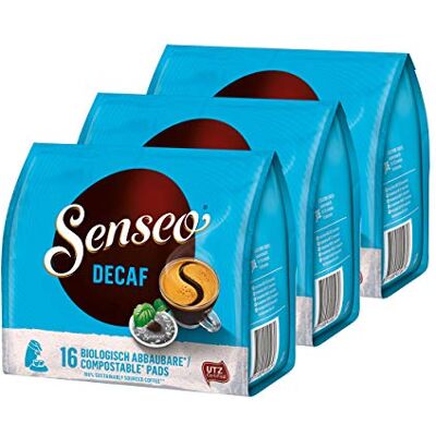 Senseo Decaf Kaffeepads Entkoffeiniert neues Design, 3er Pack, 3 x 16 Pads Senseo Decaf Kaffeepads Entkoffeiniert neues Design, 3er Pack, 3 x 16 Pads
