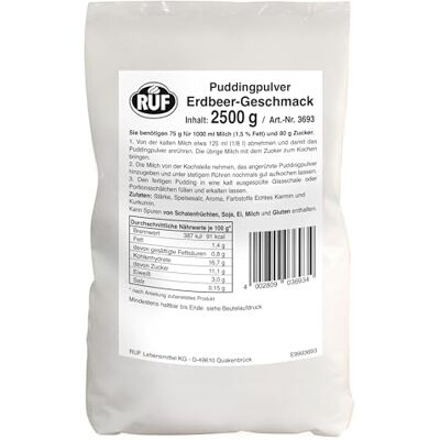 RUF Pudding Erdbeer, Puddingpulver mit Erdbeergeschmack, nur mit Milch und Zucker aufkochen, Großpackung, glutenfrei, ohne Allergene, 1x2500g RUF Pudding Erdbeer, Puddingpulver mit Erdbeergeschmack, nur mit Milch und Zucker aufkochen, Großpackung, glutenfrei, ohne Allergene, 1x2500g
