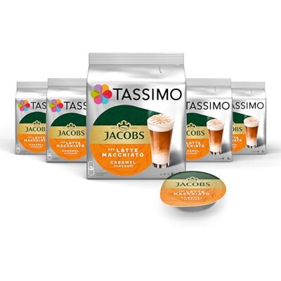 Tassimo Kapseln Jacobs Typ Latte Macchiato Caramel, 5 x 8 Pads, 40 Kaffeekapseln Tassimo Kapseln Jacobs Typ Latte Macchiato Caramel, 5 x 8 Pads, 40 Kaffeekapseln