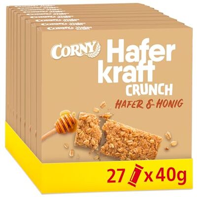 Corny Haferriegel Haferkraft Crunch Vollkorn Müsliriegel mit wertvollem Hafer & Honig Energiereicher Snack für unterwegs 27 x 40g Corny Haferriegel Haferkraft Crunch Vollkorn Müsliriegel mit wertvollem Hafer & Honig Energiereicher Snack für unterwegs 27 x 40g