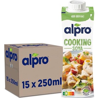 Alpro Cooking Soya – Vegane Kochcreme aus Soya mit neutralem Geschmack für heiße und kalte Gerichte – 15 x 250 ml Alpro Cooking Soya – Vegane Kochcreme aus Soya mit neutralem Geschmack für heiße und kalte Gerichte – 15 x 250 ml