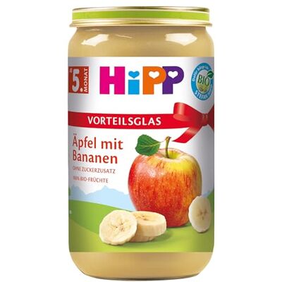 HiPP Bio Früchte Äpfel mit Bananen (6 x 250 g), ab 5. Monat, ohne Zuckerzusatz, 100% Frucht, in bester Bio-Qualität HiPP Bio Früchte Äpfel mit Bananen (6 x 250 g), ab 5. Monat, ohne Zuckerzusatz, 100% Frucht, in bester Bio-Qualität