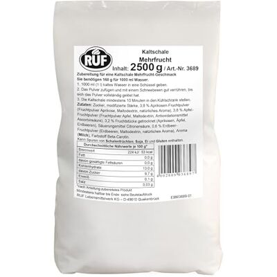 RUF Kaltschale Mehrfrucht, Großpackung, Fruchtspeise ohne Kochen, mit Aprikose, Apfel und Erdbeeren, nur 10 Min Kühlzeit, 1x2500g RUF Kaltschale Mehrfrucht, Großpackung, Fruchtspeise ohne Kochen, mit Aprikose, Apfel und Erdbeeren, nur 10 Min Kühlzeit, 1x2500g
