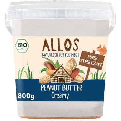 Allos Peanutbutter Creamy I Erdnussbutter I extra streichzart I 800g Cremig ohne Erdnussstückchen I einfach zu verrühren I ballaststoffreich I natürliche Proteinquelle I ohne Zuckerzusatz Ivegan Allos Peanutbutter Creamy I Erdnussbutter I extra streichzart I 800g Cremig ohne Erdnussstückchen I einfach zu verrühren I ballaststoffreich I natürliche Proteinquelle I ohne Zuckerzusatz Ivegan