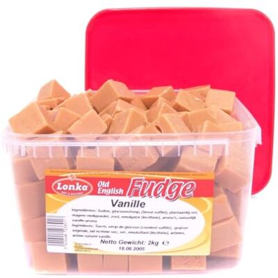 LONKA Fudge Vanille Großpackung: 2 kg Dose Köstlich Cremiges Fudge mit Vanillegeschmack Leckerer Snack zum Kaffee und Tee Süßigkeiten LONKA Fudge Vanille Großpackung: 2 kg Dose Köstlich Cremiges Fudge mit Vanillegeschmack Leckerer Snack zum Kaffee und Tee Süßigkeiten