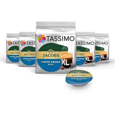 Tassimo Kapseln Jacobs Caffè Crema Mild XL, 5 x 16 Pads, 80 Kaffeekapseln Tassimo Kapseln Jacobs Caffè Crema Mild XL, 5 x 16 Pads, 80 Kaffeekapseln