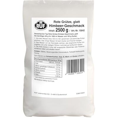 RUF Rote Grütze mit Himbeer-Geschmack, norddeutsche Spezialität, fruchtige erfrischendes Dessert, lecker mit Vanillesoße, Großpackung, 1x2500g RUF Rote Grütze mit Himbeer-Geschmack, norddeutsche Spezialität, fruchtige erfrischendes Dessert, lecker mit Vanillesoße, Großpackung, 1x2500g