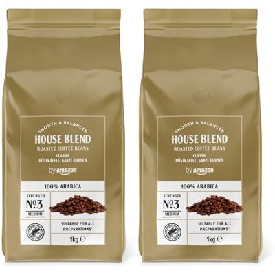 Amazon Kaffeebohnen, Mittlere Röstung, 100% Arabica, 2kg (2 Packungen mit 1kg) Amazon Kaffeebohnen, Mittlere Röstung, 100% Arabica, 2kg (2 Packungen mit 1kg)