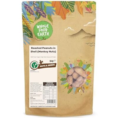 Wholefood Earth Erdnüsse in Schale geröstet – GMO-frei, vegan, 2kg Premium-Qualität Wholefood Earth Erdnüsse in Schale geröstet – GMO-frei, vegan, 2kg Premium-Qualität